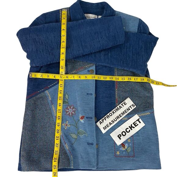Alfred Dunner Blazer Womens Sz 8 Cottagecore Granny Patchwork Blue Jacket Art - Picture 10 of 14